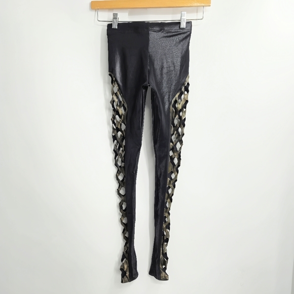 Blackmilk Double Dare Ya Coated‎ Black Cut Out Leggings - Picture 11 of 16